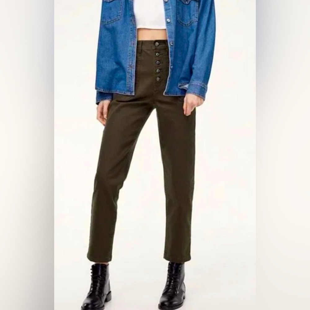 Wilfred Free Belen High Rise Pants 8 Brown Exposed Button Fly